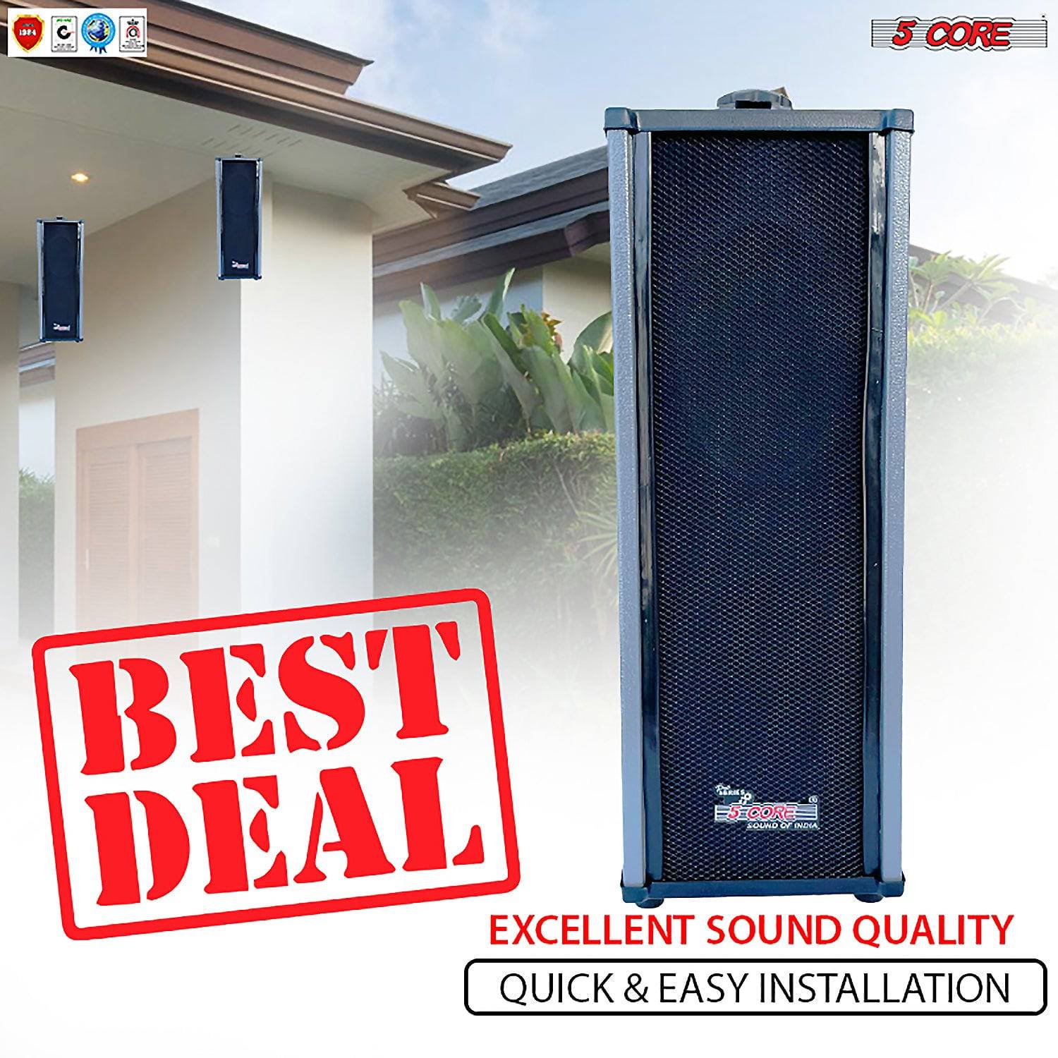 5Core Speaker Commercial Paging PA On Wall Mount Indoor Outdoor Home